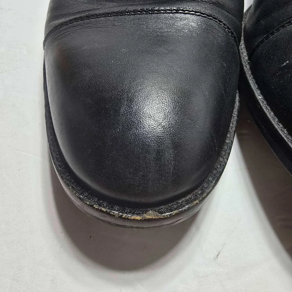 Cole Haan Mens Black Leather Cap Toe Derby Dress Shoes Lace Up Professional